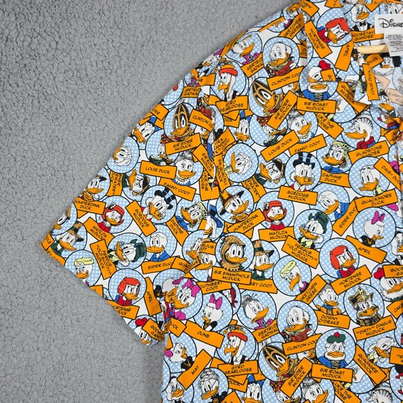Disney Shirt Mens Large Donal Duck All Over Print Oversized Open Camp Collar - Picture 5 of 11